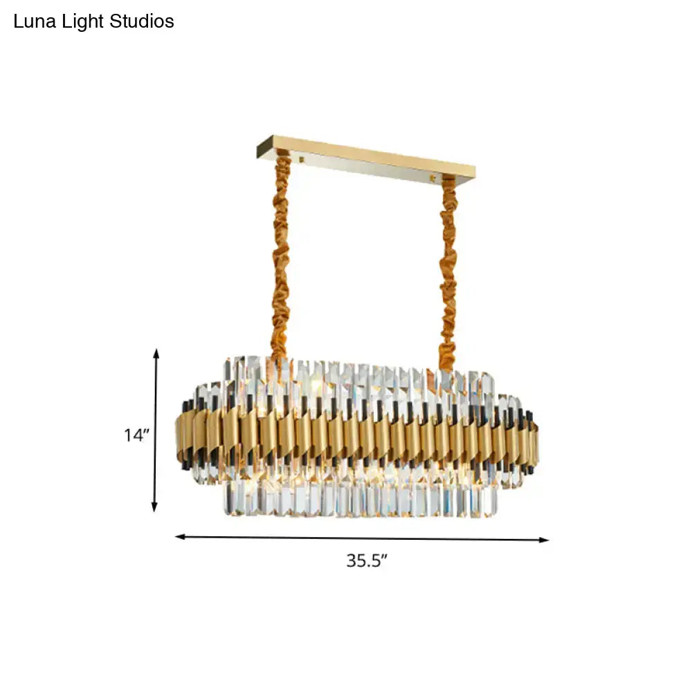 DecorBites traditional gold chandelier with cut crystal rods, black accents, and twisted gold chains, 10 heads