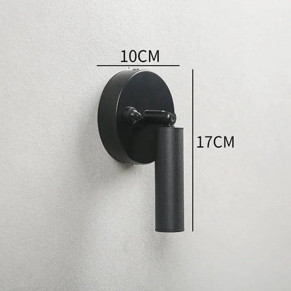 Modern gold cylindrical led wall lamp with black matte spotlight and knob switch for bedroom decorbites led wall lamp