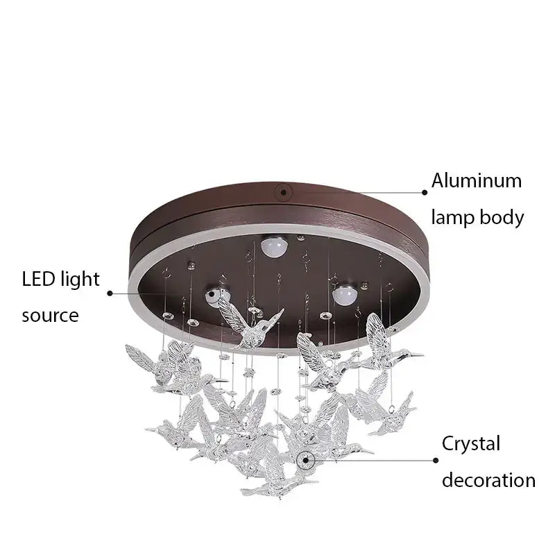 Modern gold dancing girl led chandelier with dark bronze aluminum body and clear crystal bird decorbites dancing girl design