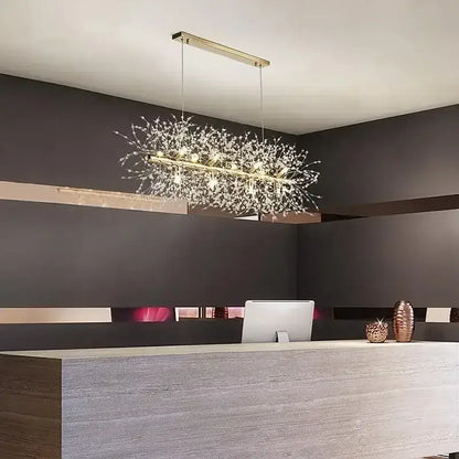 Modern gold dandelion crystal ceiling lamp with delicate branches for elegant dining room decorbites dandelion crystal design