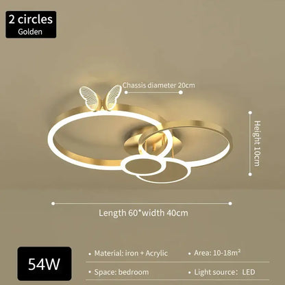 Modern gold decorbites butterfly light with two interlocking rings in sleek iron and acrylic for living room use