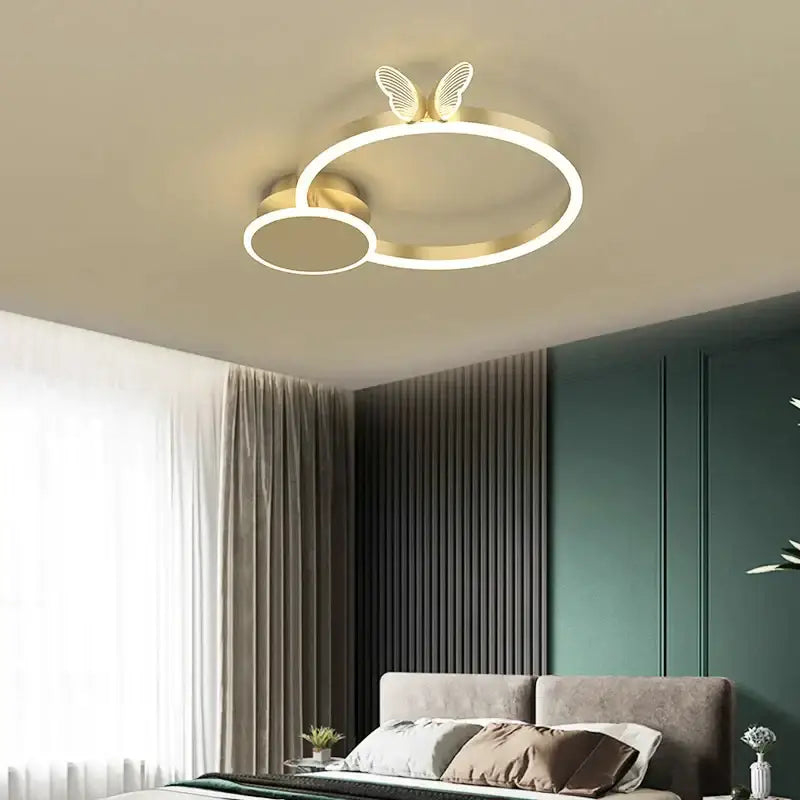 Modern gold decorbites butterfly light round ceiling lamp with delicate butterfly wing accents for living room lighting