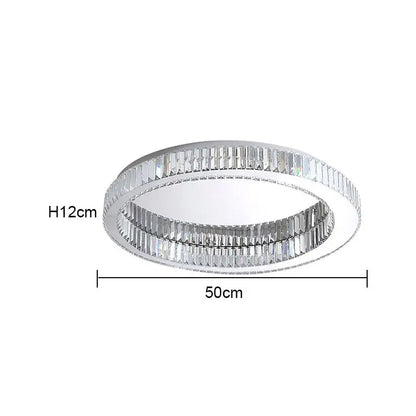 Modern gold decorbites crystal circle ceiling chandelier with double-ring chrome finish and embedded clear crystal accents