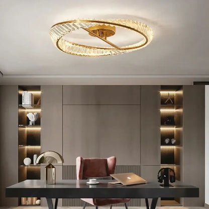 Modern gold decorbites crystal led circular ceiling light with crystal accents for dining room lighting