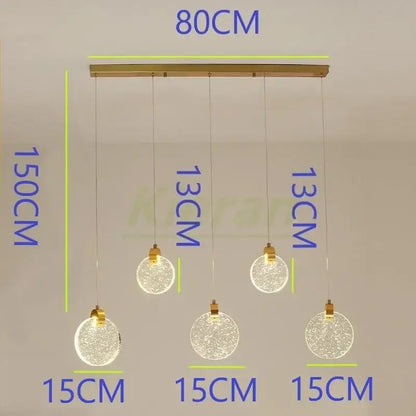 Modern gold decorbites crystal led chandelier featuring four spherical crackled glass globe pendants for bedroom lighting