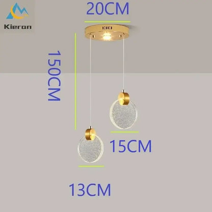 Modern gold decorbites crystal led chandelier featuring two textured clear glass orbs suspended by thin cords