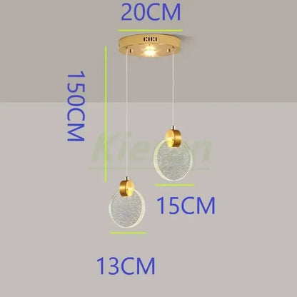 Modern gold decorbites crystal led chandelier with two textured glass spheres for bedroom pendant lighting