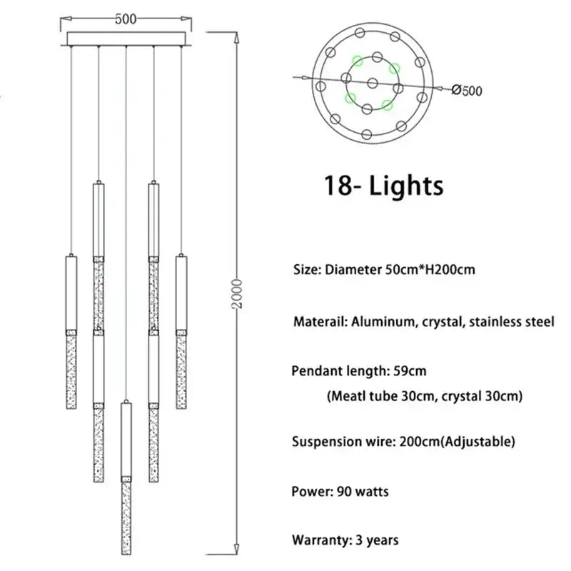 Modern gold decorbites crystal led chandelier with 18 lights, circular aluminum frame and stainless steel accents for living room