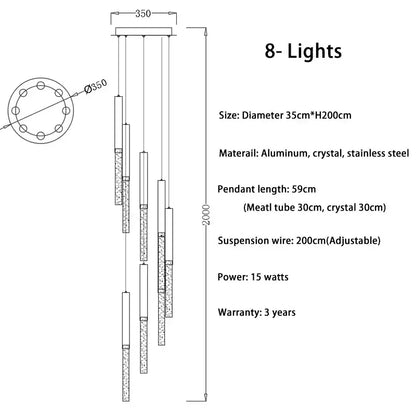 Modern gold decorbites crystal led chandelier with eight lights aluminum frame crystal accents for living room lighting