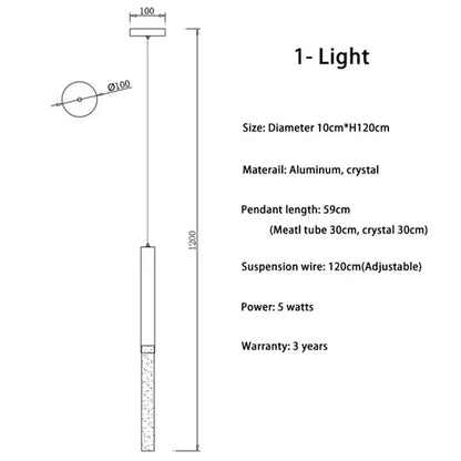 A modern gold decorbites crystal led chandelier with cylindrical aluminum and crystal design for living room lighting