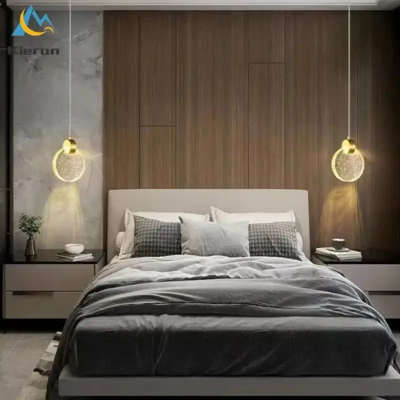 Modern gold decorbites crystal led spherical pendant lights with textured glittering surface for living room chandelier