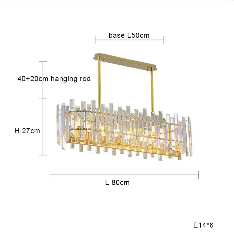 Modern gold decorbites crystal round chandelier with clear crystal prisms in a rectangular design for living room lighting