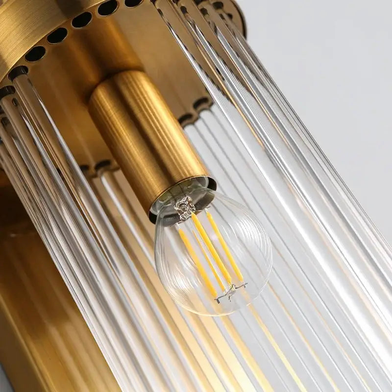 Modern gold decorbites crystal wall sconce with brass and clear glass pendant light and edison bulb for bedroom use