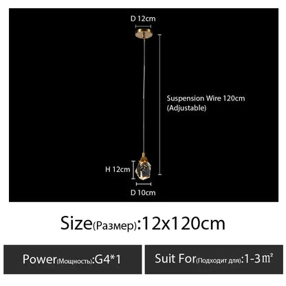Modern gold diamond crystal chandelier with brass frame and adjustable 120cm suspension wire for living room lighting