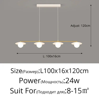 Modern gold dimmable led ceiling chandelier with frosted glass globes and metal bar for dining room decorbites dimmable led