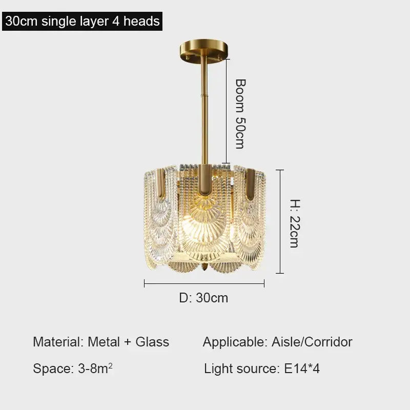 Modern gold elegant crystal chandelier with four ornate fan glass panels for decorbites elegant crystal decor
