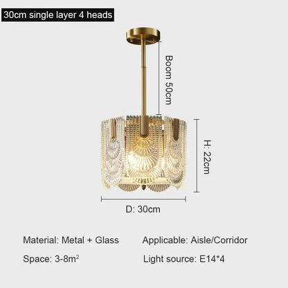 Modern gold elegant crystal chandelier with four ornate fan glass panels for decorbites elegant crystal decor