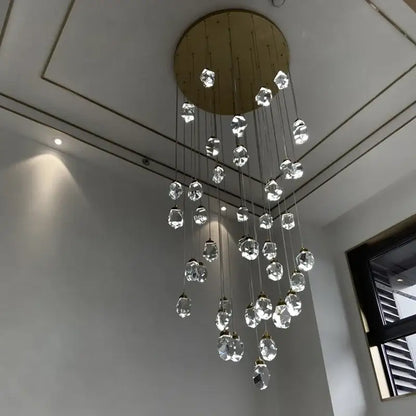 Modern gold elegant crystal chandelier with faceted clear crystals and circular base for living room decorbites elegant crystal