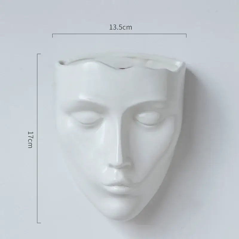 Modern gold face decorbites ceramic wall-mounted vase in white with a smooth glossy finish for living room decor