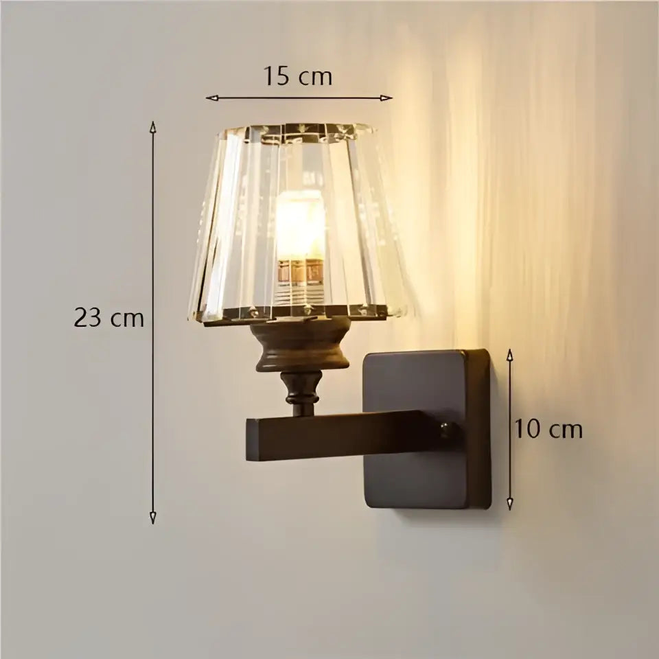 Vintage-style wall lamp with dark bronze metal base and clear fluted glass shade wall sconce for living room use