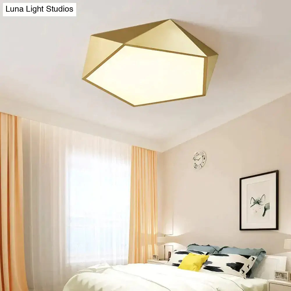DecorBites™ gold geometric ceiling light with modern faceted design and warm white illumination for indoor use