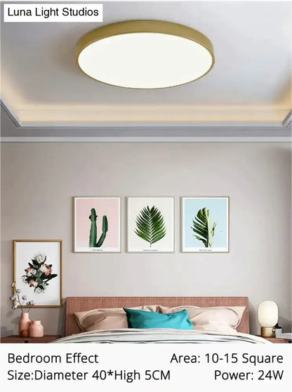 Decorbites modern circular gold-finished ceiling light with sleek design for indoor living room and bedroom lighting