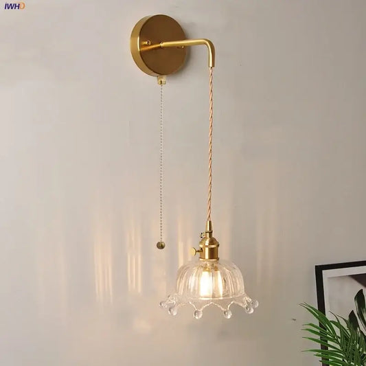 Modern gold fluted clear glass led wall light bedroom sconce with crystal droplets for elegant wall light decorbites clear glass decor