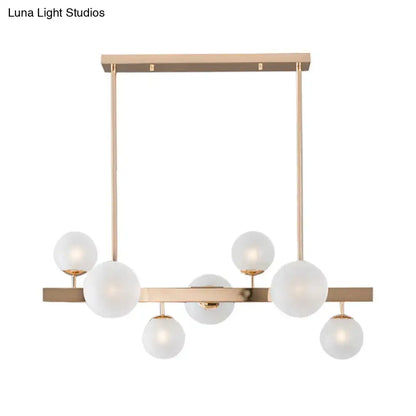 Modern gold frosted glass round island pendant with frosted glass globe shades for kitchen lighting
