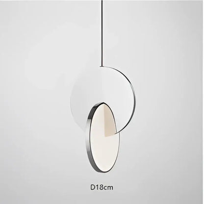 Modern gold geometric circle pendant light with overlapping chrome rim and frosted glass discs for dining room decorbites geometric circle