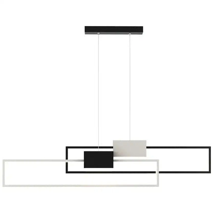 Modern black and white geometric led pendant light with sleek rectangular frames for dining room decorbites geometric led
