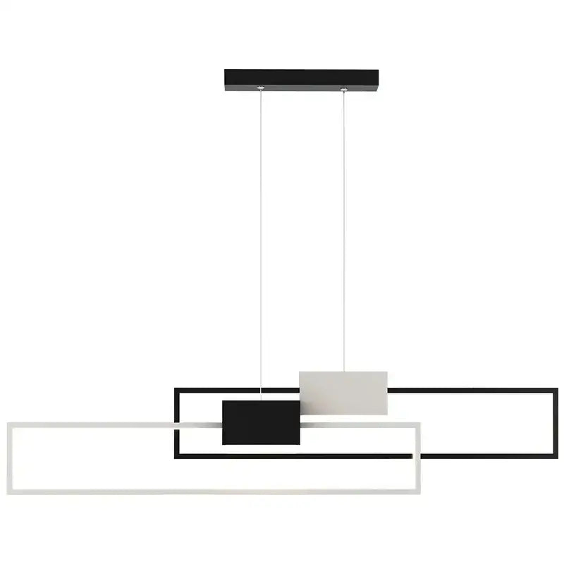 Modern black and white geometric led pendant light with sleek rectangular frames for dining room decorbites geometric led