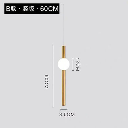 Modern gold geometric line frame pendant lights with a gold-toned minimalist stem and frosted glass globe for dining room