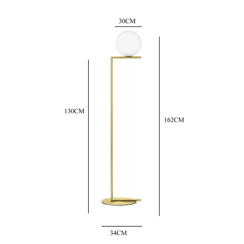 A modern gold floor lamp with a glass ball led frosted shade perfect as a chandelier light decorbites glass ball option