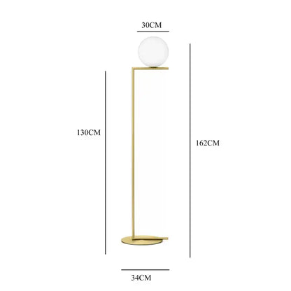 A modern gold floor lamp with a glass ball led frosted shade perfect as a chandelier light decorbites glass ball option