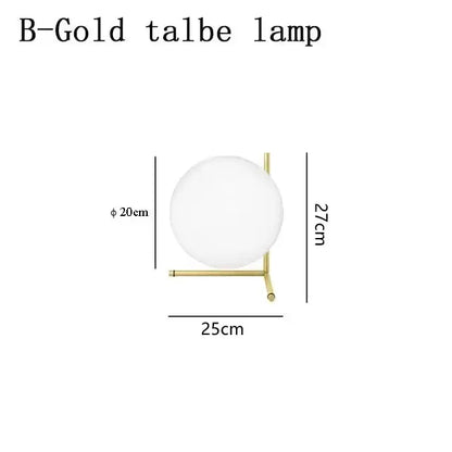 Modern gold glass ball led chandelier light featuring a frosted white spherical shade and minimalist geometric base