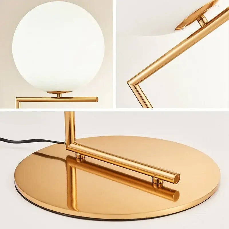 Modern gold glass ball led chandelier light floor lamp with gold metal finish and frosted white spherical shade for decorbites