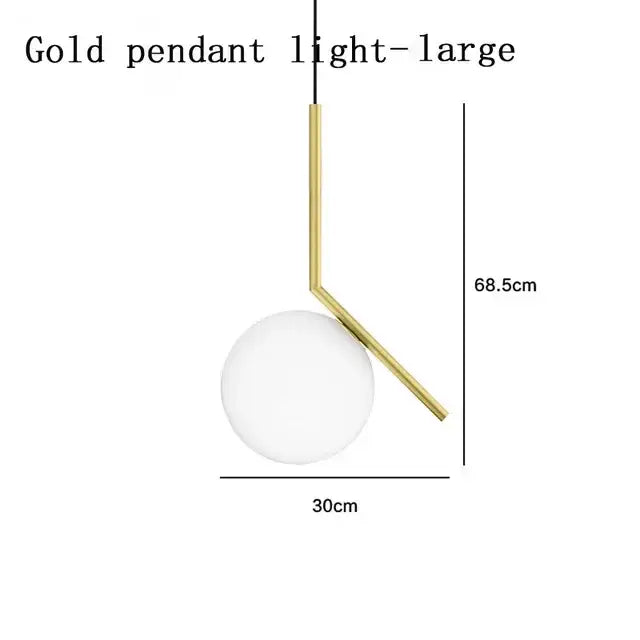 Modern gold glass ball led chandelier light featuring a polished brass rod and frosted glass globe for living room decorbites glass ball