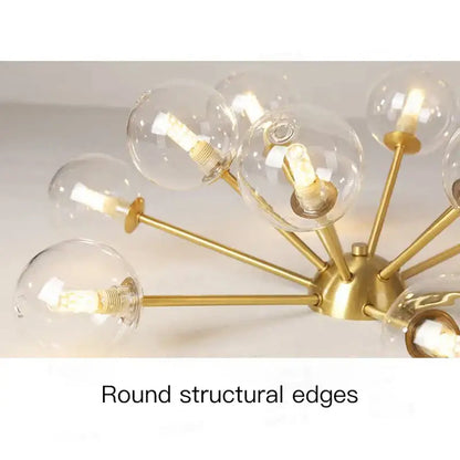 Modern gold glass ball led chandelier with clear glass globe bulbs and round edges for elegant led ceiling decorbites glass ball lighting