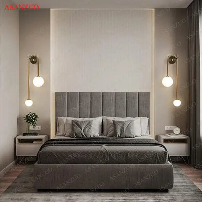 Modern gold glass ball wall lamp with brass spherical white globe shades for elegant bedroom decorbites glass ball sconce
