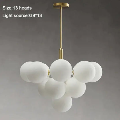 Modern gold glass balls chandelier with thirteen frosted glass balls on brass rod for dining room decorbites glass balls