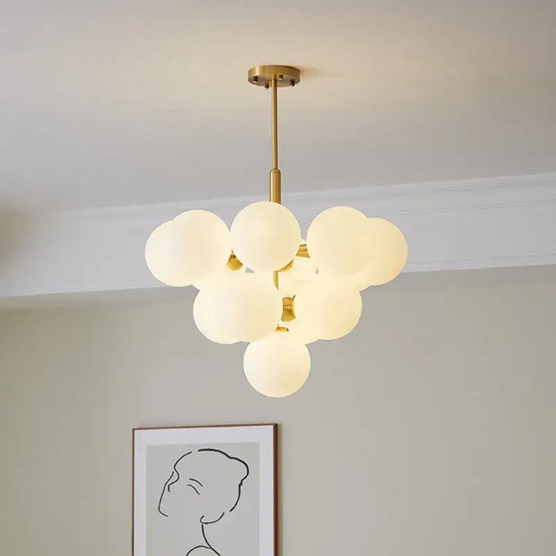 Modern gold glass balls chandelier with multiple frosted glass globe shades for dining room decorbites glass balls