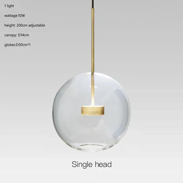 Modern gold glass bubble ball led chandelier with clear glass globe and brass metal stem for dining room decorbites glass bubble