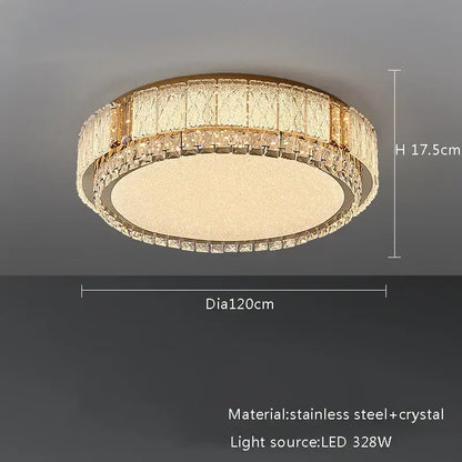 Modern gold ceiling lamp with stainless steel frame and glass crystal led rings for living room lighting