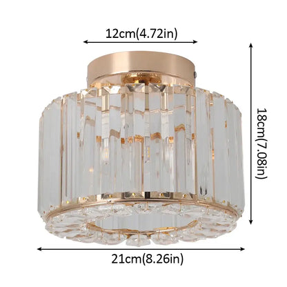 Modern gold glass led chandelier ceiling light with faceted crystal rods for dining room illumination