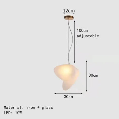 A modern gold and gray decorbites glass indoor pendant light with frosted glass shade and iron fixture for dining room