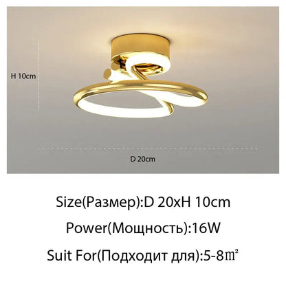 Modern gold heart line led chandelier with sleek intertwined ring design and integrated line led lighting for bedroom ceiling