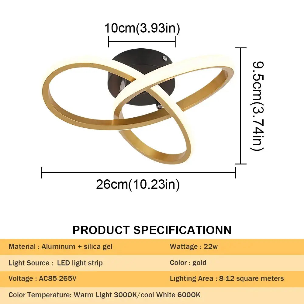 Modern gold infinity acrylic led chandelier pendant light with two interlocking aluminum and silica gel rings for dining room decorbites acrylic led lighting
