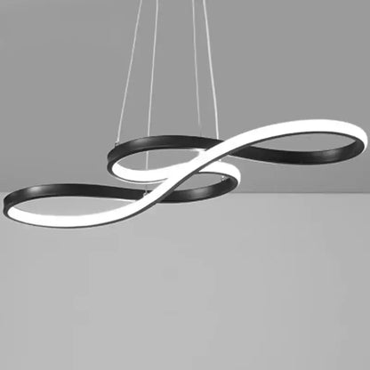 Modern gold infinity cord pendant light with sleek black and white led rings perfect for dining room pendant light