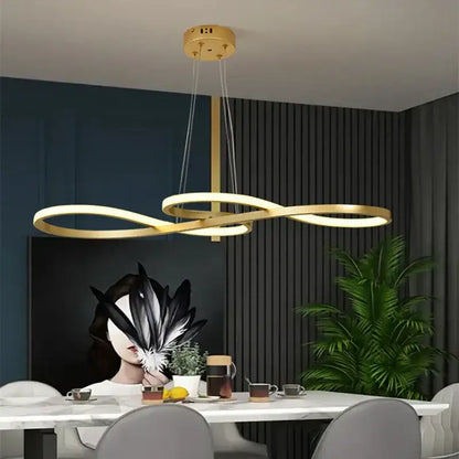 Modern gold infinity-shaped led pendant lights with sleek design for elegant dining room decorbites elegant pendant