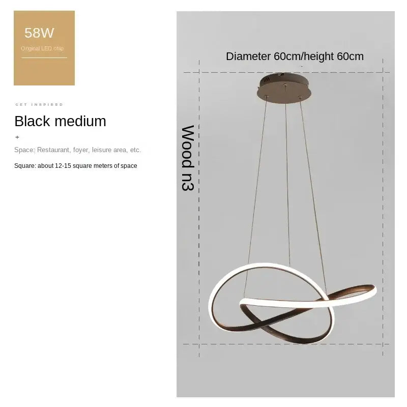 Modern black and white led pendant light with sleek intertwined circular design bulbs included for dining room use